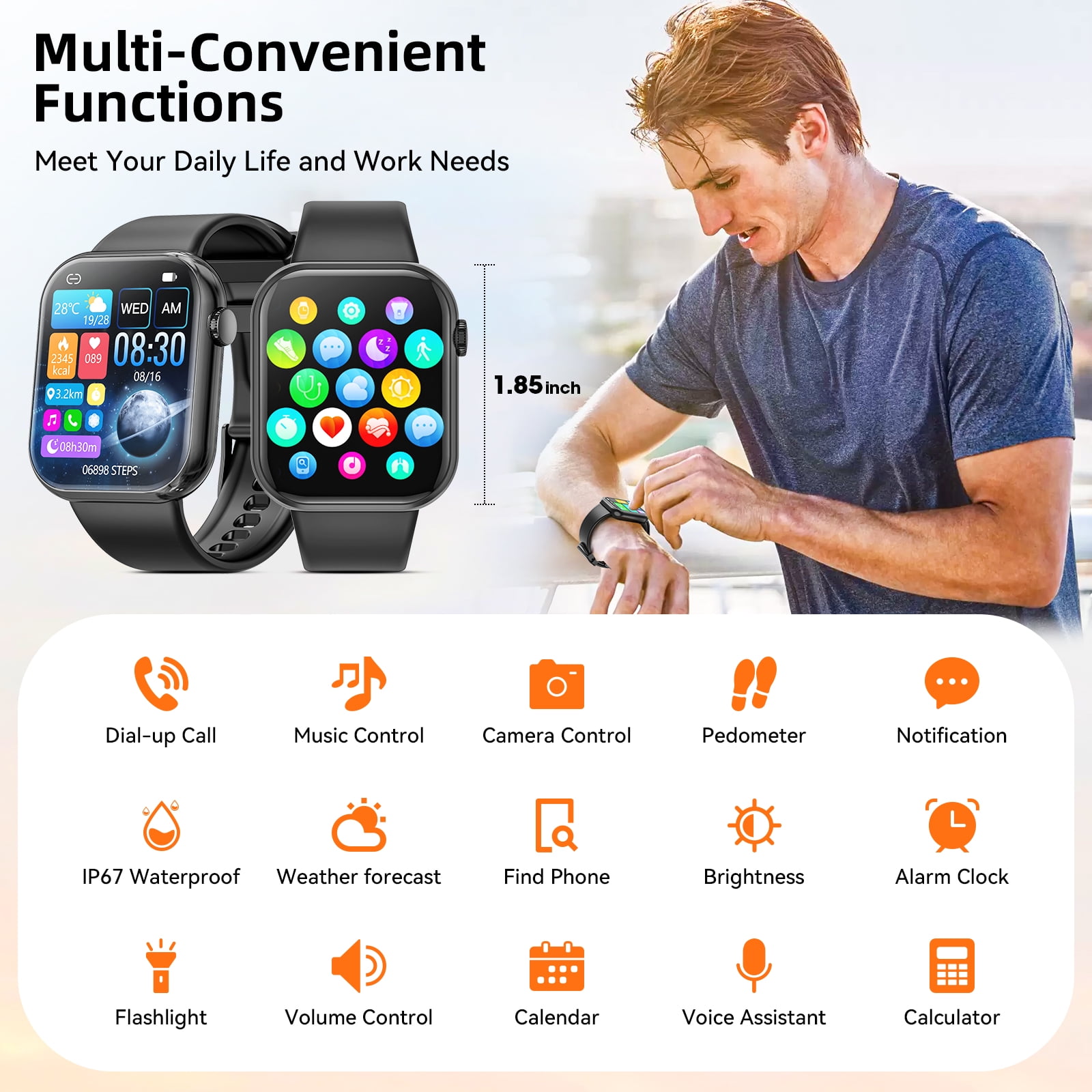 smart watch for Women, Compatible with Android and iPhone Devices, Featuring Fitness Tracker, 1.85-inch Smartwatch Gift, Answer/Make Calls/120 Sports Modes, IP68 Water-Resistant Fitness Watch (Gold)