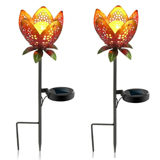 Luces solares decorativas para césped (2 unidades), luces de jardín exterior con forma de flor