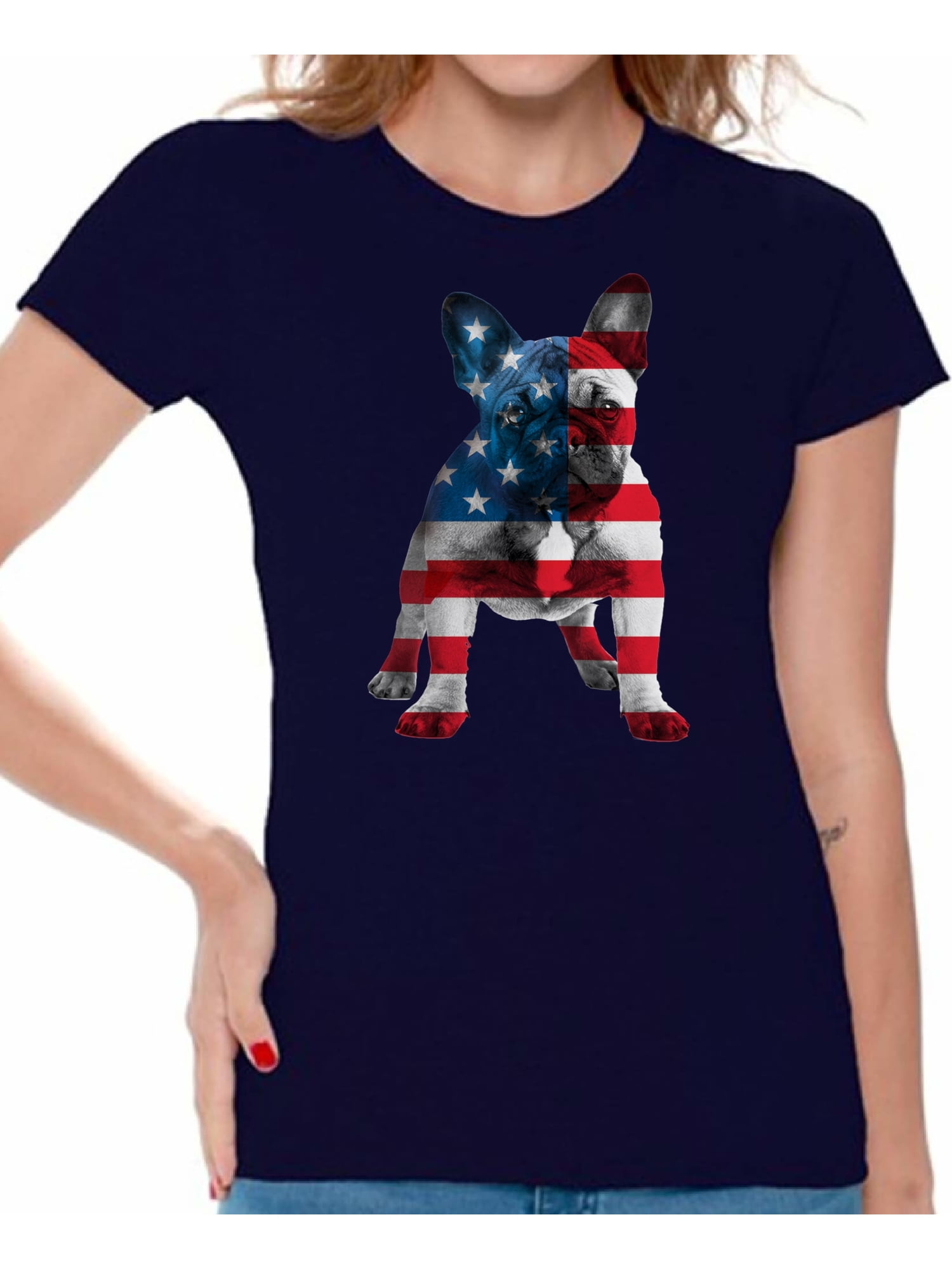 French Bulldog USA Flag Youth Kids T shirt Tops 4th Of July Gift 