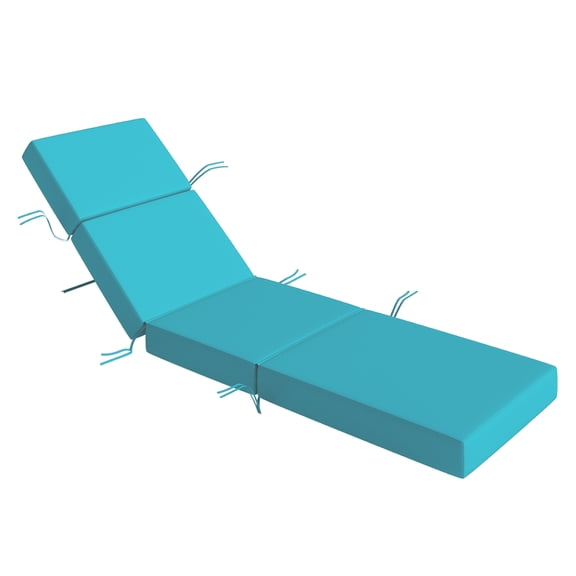 Chaise Lounge Cushion 4" Thick Outdoor Patio Lounge Chair Cushion with Ties, 21" x 72", Blue