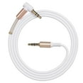 thumbnail image 1 of 3.5mm Male to Male Audio Cable with 90-Degree Right Angle Bending Plug, 1m Length, TPE Material, White Color - Compatible with Mobile , Speakers, Cars, Computers and Other Audio Devices,, 1 of 6