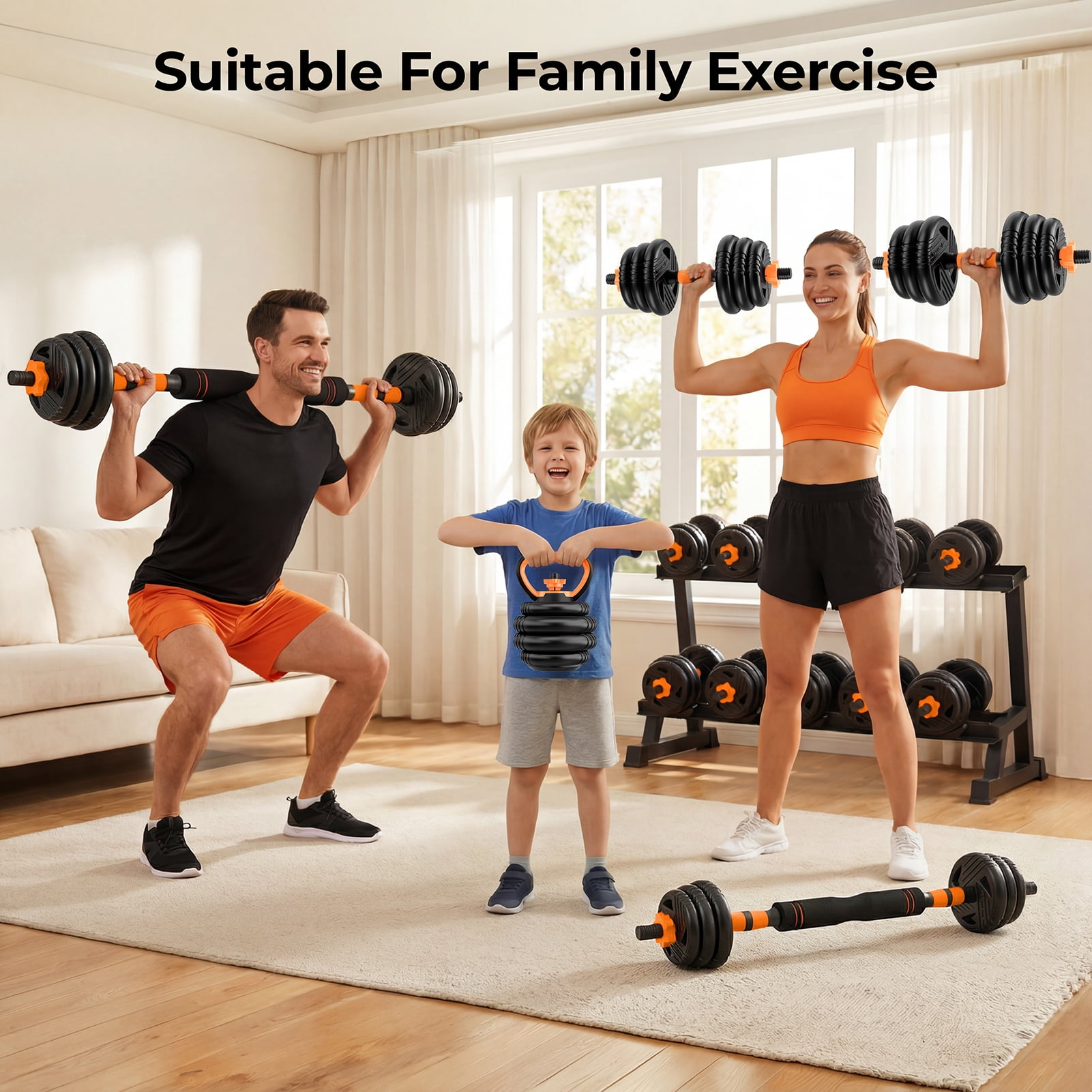 Hiaso 66lbs Adjustable Dumbbells Set, 5-in-1 Free Weights with Connector, Home Gym Barbell & Kettlebell, Multi-Function Fitness Equipment with Push Up Stand & Weight Plates for Men Women