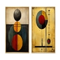thumbnail image 2 of Designart "Unraveling the Mystery Retro Geometric Puzzle I" Modern Geometric Framed Wall Art Set Of 2 - Modern Gold Gallery Wall Frame Set For Home Decor, 2 of 6