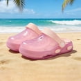 thumbnail image 2 of Lusa Kids Solid Color Transparent Slippers with Holes Casual Thick-Soled Non- Summer Beach Sandals Comfortable Soft Sole Cool Shoes for Warm Weather Outdoor Play Wear Pink 2.5-3 Years, 2 of 8