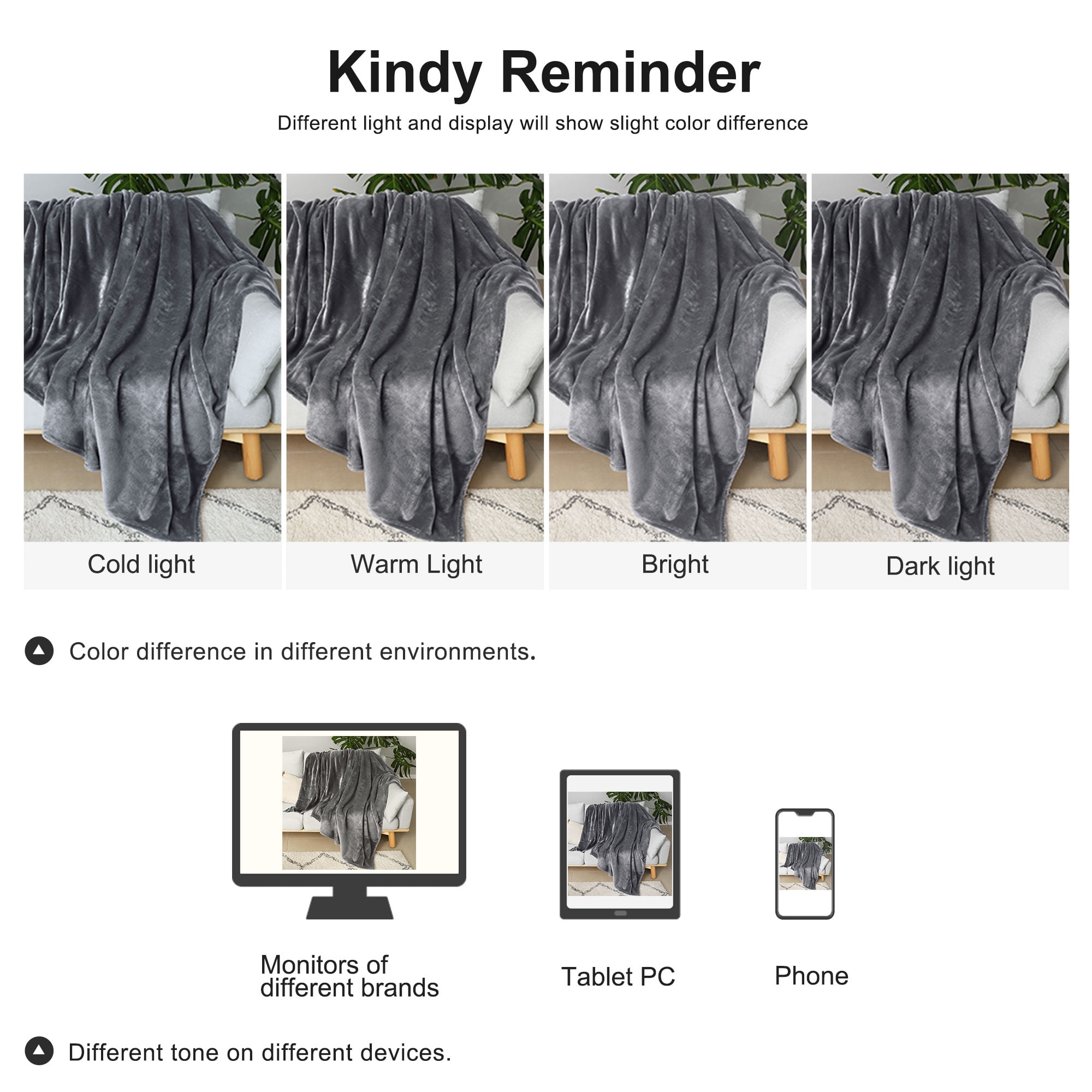 REGALWOVEN 1 Pcs Home Warm Soft Microplush Fleece Solid Throw Blanket Dark Gray 78" x 90"