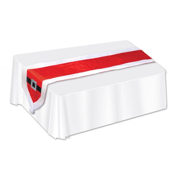 Beistle Christmas Party Decorative Santa Suit Fabric Table Runner (1 Per Package) - 12 Pack