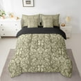 thumbnail image 2 of Green Beige Bow Knot 7 Piece Comforter Set Full Bed in a Bag,Antique Victorian Damask Sheet Set,Bowknot Bedding Set,Vintage Floral Gothic Bed Set Exotic Flowers Bohemian Baroque Decor, 2 of 5