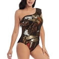 thumbnail image 3 of Sikiie Medieval Knight Dog Print Women One Piece Swimsuits Tummy Control One Shoulder Bathing Suits Ruffle Swimwear, From S to XXL-X-Large, 3 of 6