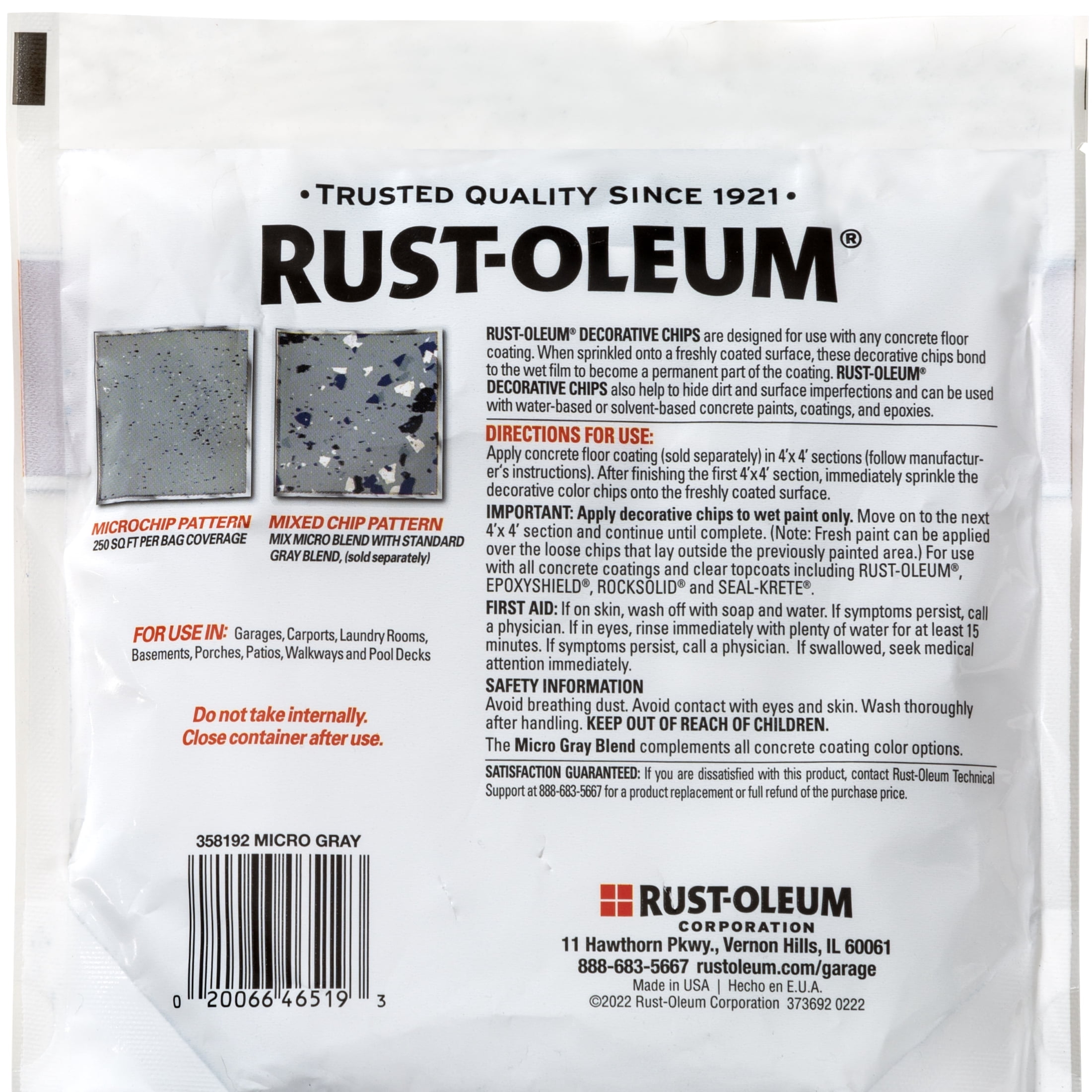 Rust-Oleum Micro Gray Blend Decorative Color Chips-358192, 1 lb, 6 Pack