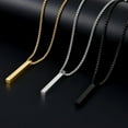 thumbnail image 6 of Pendant Necklace for Men, Silver Tone/Gold Plated/Black Mens Penddant Necklaces with 2.5 mm Box Chain, Stainless Steel Bar Chain, 18-28 Inches, 6 of 12