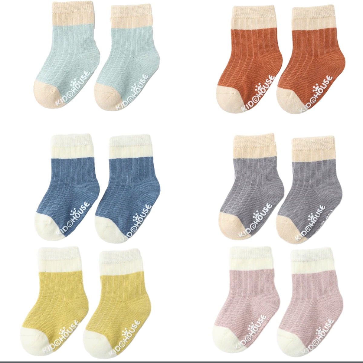 Baby Cotton Grip Sock Winter Warm Thick Non Slip Toddler Boy Girls Crew Socks For Children Children s Elastic Socks Dot Rubber Non Slip Toddler Socks 6 Pairs Walmart