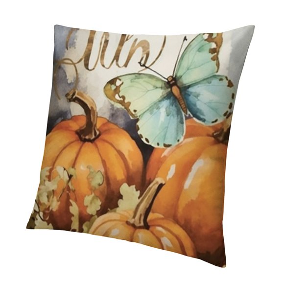 Pillowcases Decorative Autumn Fall Blue Gray Pumpkin Watercolor Throw Pillow Covers Case Cases Cover Cushion Sofa Size Two Side