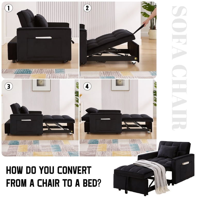 Sofa Beds Yaheetech Convertible Futon Sofa Bed 3-in-1 Sleeper Chair Bed ...
