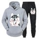 thumbnail image 4 of Conjunto deportivo divertido y bonito con estampado de husky para hombre, sudadera con capucha y pantalones de manga larga estilo callejero Y2K, conjunto de 2 piezas con capucha de perro y animal de a, 4 of 4