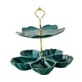 thumbnail image 3 of WeiLaiKeQi Tiered Ceramic Cake Stand Afternoon Tea Stand for Tea Party Wedding Birthday 2 Tier Green, 3 of 9