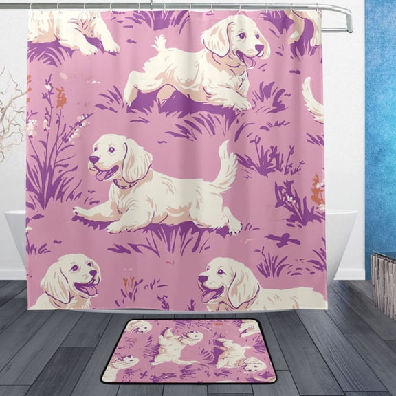 BZSMCE Shower Curtain and Bath Accessory Set,Joyful Tails Pattern