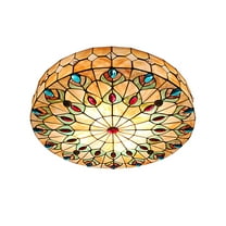 ChicHomey Tiffany Style Stained Glass Shade Flush Mount Ceiling Lamp 23 Inch Ceiling Light