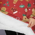 thumbnail image 3 of Oversized Wearable Blanket Hoodie,Red Christmas Gingerbread Man Pattern Sherpa Blanket Hoodie with Super Pockets,Super Warm Fuzzy Pullover for Women & Men, 3 of 6
