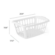Starplast 1.5-Bushel Rectangular Plastic Laundry Basket, White, 6 Pack
