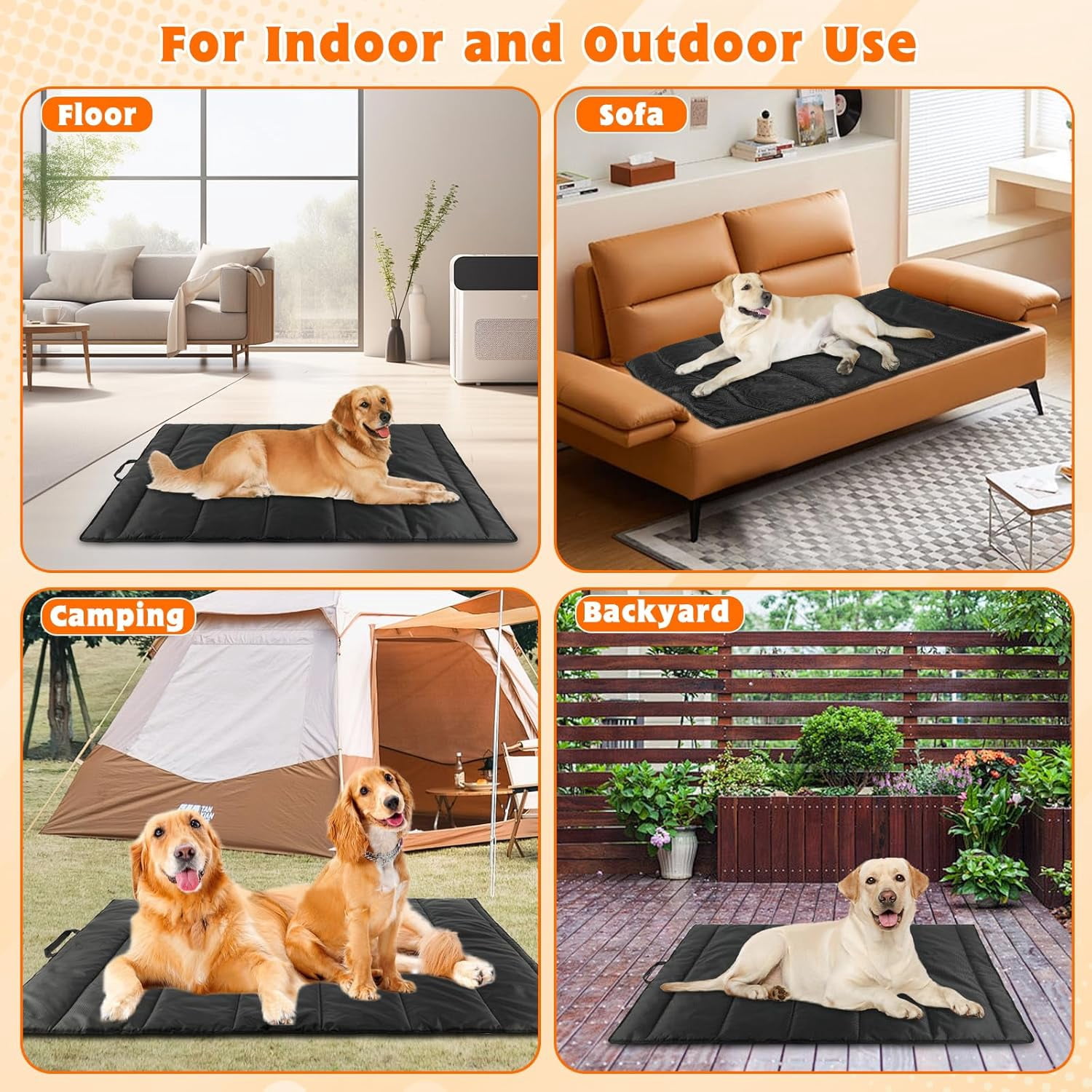 Large Outdoor Dog Bed Mat, Portable Waterproof Camping Dog Mat, Washable Dog Travel Mat with Carry Bag for Medium and Large Dogs Sleeping, 57"X39"
