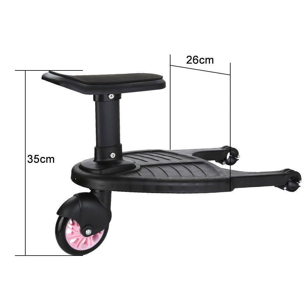 Universal 2in1 Stroller Ride Board,Stroller Ride Board - with Detachable Seat, Holds Childre Up to 55lbs (Black)