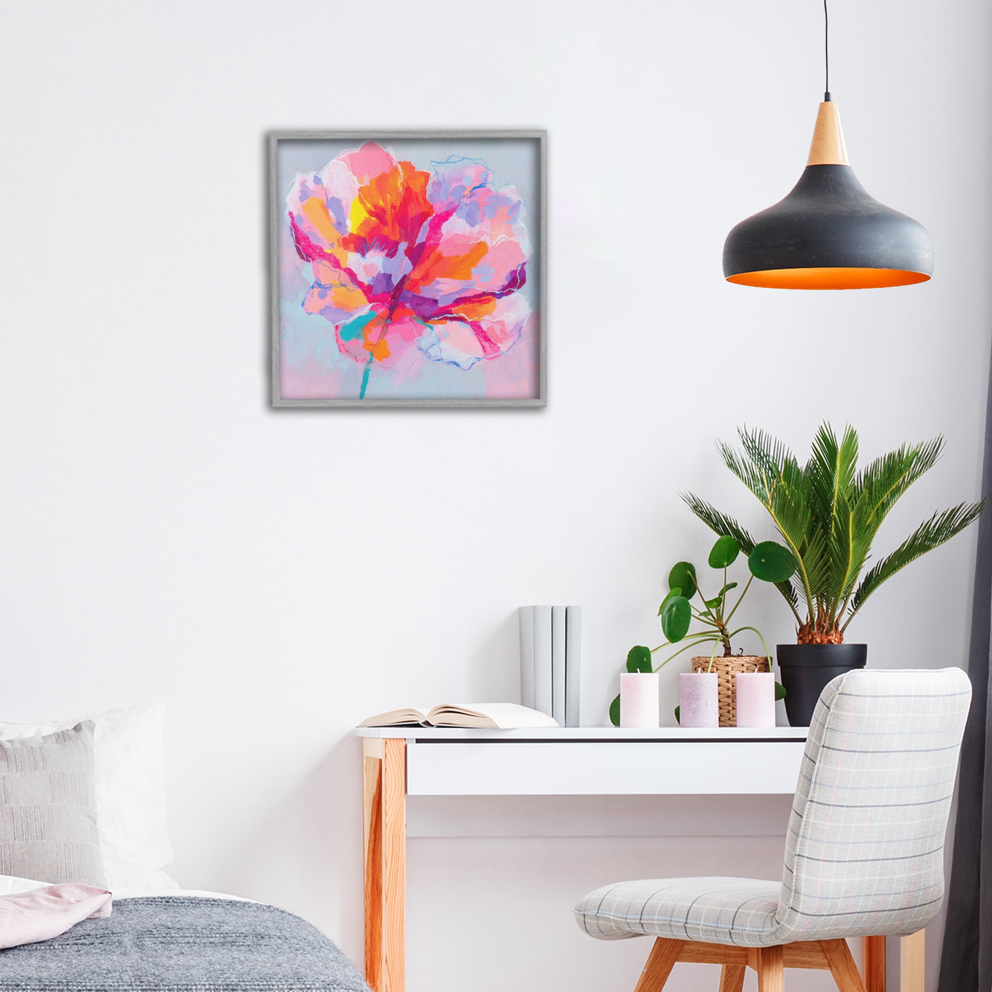 Stupell Industries The Open Petal Expression Gray Framed Giclee Art, design by Chromatic Storm Studio