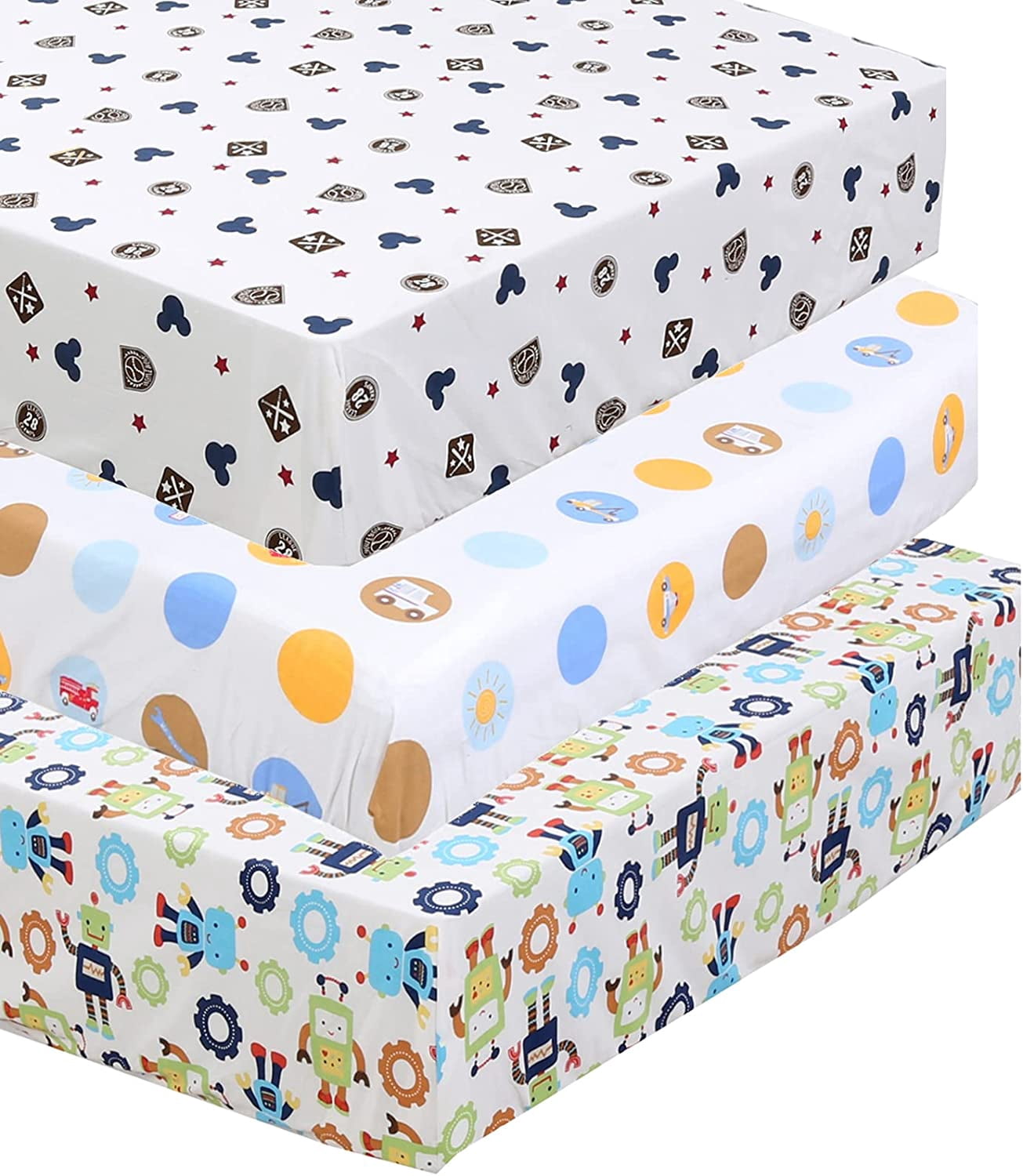 Personalized Crib Sheets For Boys - Custom Name Fitted Sheet, Standard 52x28 Inch Crib & Toddler Bed Size