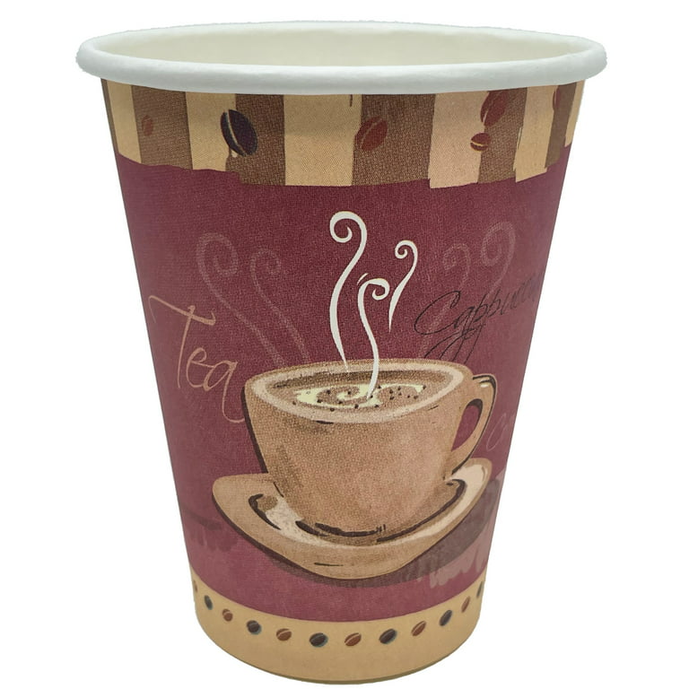 VeZee 12 Oz Disposable White Poly Paper Durable Hot Cup ONLY For