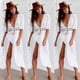 thumbnail image 4 of CHAO Cárdigan tipo kimono de playa larga para mujer, traje de baño de bikini con frente abierto y cordón (xxl), 4 of 5