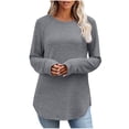 thumbnail image 3 of Camisas de maestra,Suéter de color liso para mujer, manga larga, cuello redondo, poliéster, ropa informal, para uso doméstico y diario, sopatenor, 3 of 8