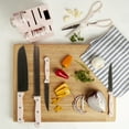 thumbnail image 2 of Basic Essentials 12 Piece Stainless Steel Kitchen Knife Set with Wood Block, Pink, 2 of 13