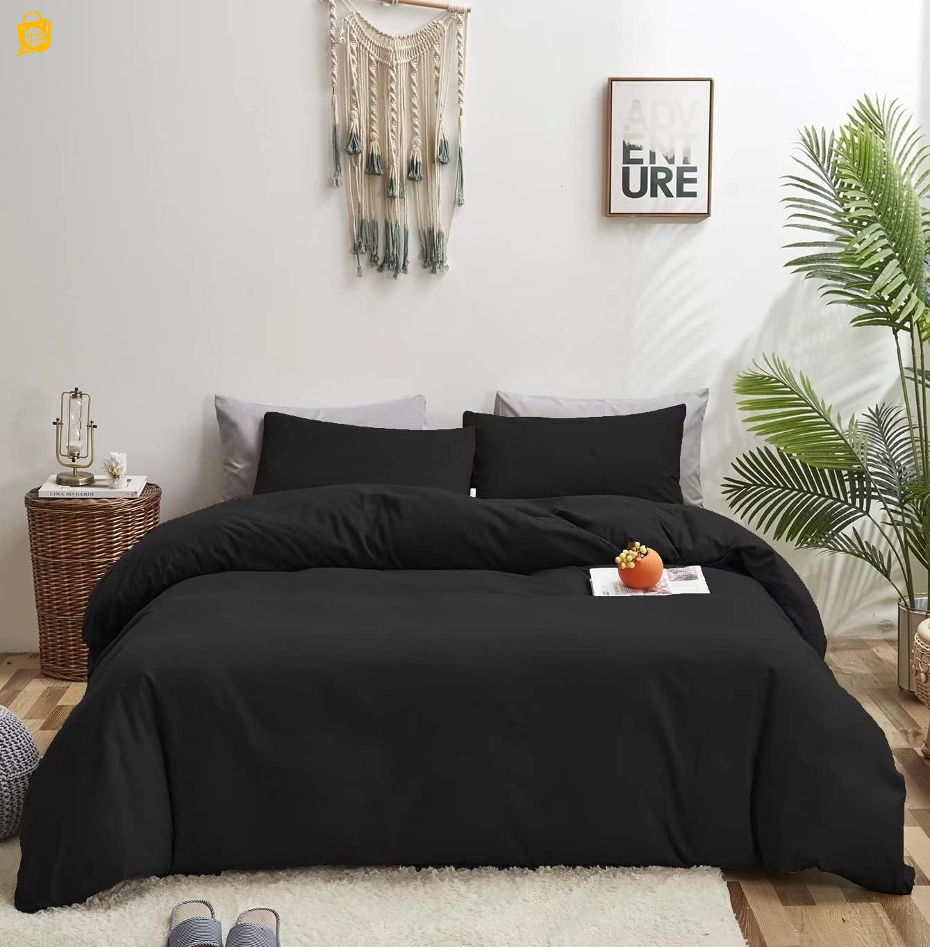 Black Comforter Set King All Black Bedding Comforter Sets for Men Women
