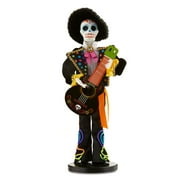 Dia de los Muertos Multicolor Resin Mariachi Skeleton with Guitar Decoration, 5 in L x 4.5 in W x 15 in H, by Way To Celebrate