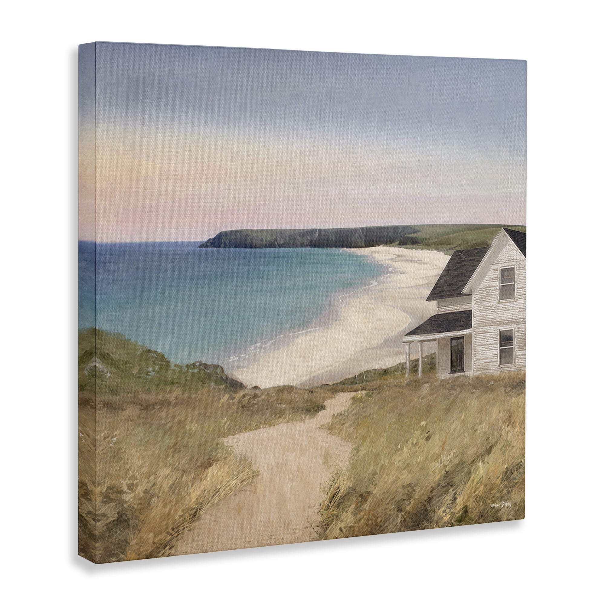 Stupell Industries Cottage Down By Shore Landscape & Nature Painting Wrapped Canvas Art Print Wall Art, 24 x 24
