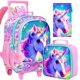 thumbnail image 1 of Mochila Rodante AGSDON Unicornio para Niñas con Bolsa de Almuerzo 3 Piezas, 1 of 8