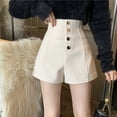 thumbnail image 2 of Pantalones cortos de verano de color albaricoque con cintura alta y talla grande para mujer, estilo informal para estudiantes, prendas de vestir exteriores, botas de corte A, pantalones, 2 of 5