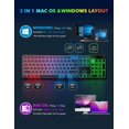 thumbnail image 3 of Combo Clavier et Souris Sans Fil - Rétroéclairé RVB, Lettres Rechargeables et Lumineuses, Pleine Grandeur, Angle d'Inclinaison Ergonomique, Mode Sommeil, Clavier Silencieux 2,4 GHz m, 3 of 9