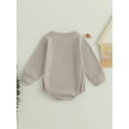 thumbnail image 3 of Infant Baby Girls Boys Romper, Long Sleeve Crew Neck Solid Fall Bodysuit Clothes with Pocket, 3 of 6