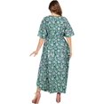 thumbnail image 4 of HAPPY BAY Women's Summer Batik Sleepwear Caftan Maxi Loungewear Dashiki House Dress with Pockets Nightgowns for Women 1X-2X Fern, Floral, 4 of 5
