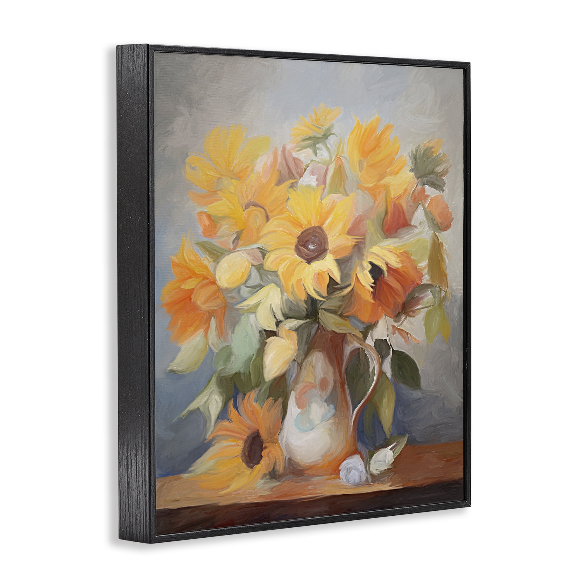 Stupell Industries Bright Sunflower Medley Botanical & Floral Painting Black Framed Art Print Wall Art, 16 x 20