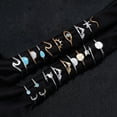 thumbnail image 2 of Conjuntos de anillos apilables retro boho para niñas adolescentes Mujeres Peak Sea Wave Brújula Turquesa Rhinestone Knuckle Joint Finger Kunckle Nail Ring Sets TUNC Sencillez, 2 of 5