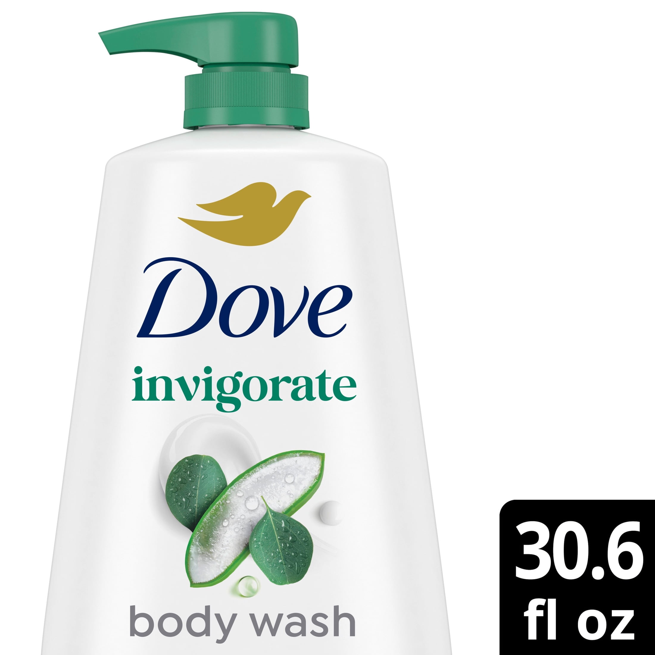 Dove Body Wash with Pump For 24hr Lotion-Soft Skin Invigorate Aloe & Eucalyptus Moisturizing Skin Cleanser with No Sulfates No Parabens ,30.6 fl oz