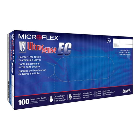 Ultrasense EC Nitrile Exam Glove Extended Cuff Length MEDIUM USE-880-M 100 per Box