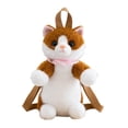 thumbnail image 3 of Mochila informal con forma de gato para mujer, ideal para [rango de edad], con un animal de peluche. Marrón, 3 of 9