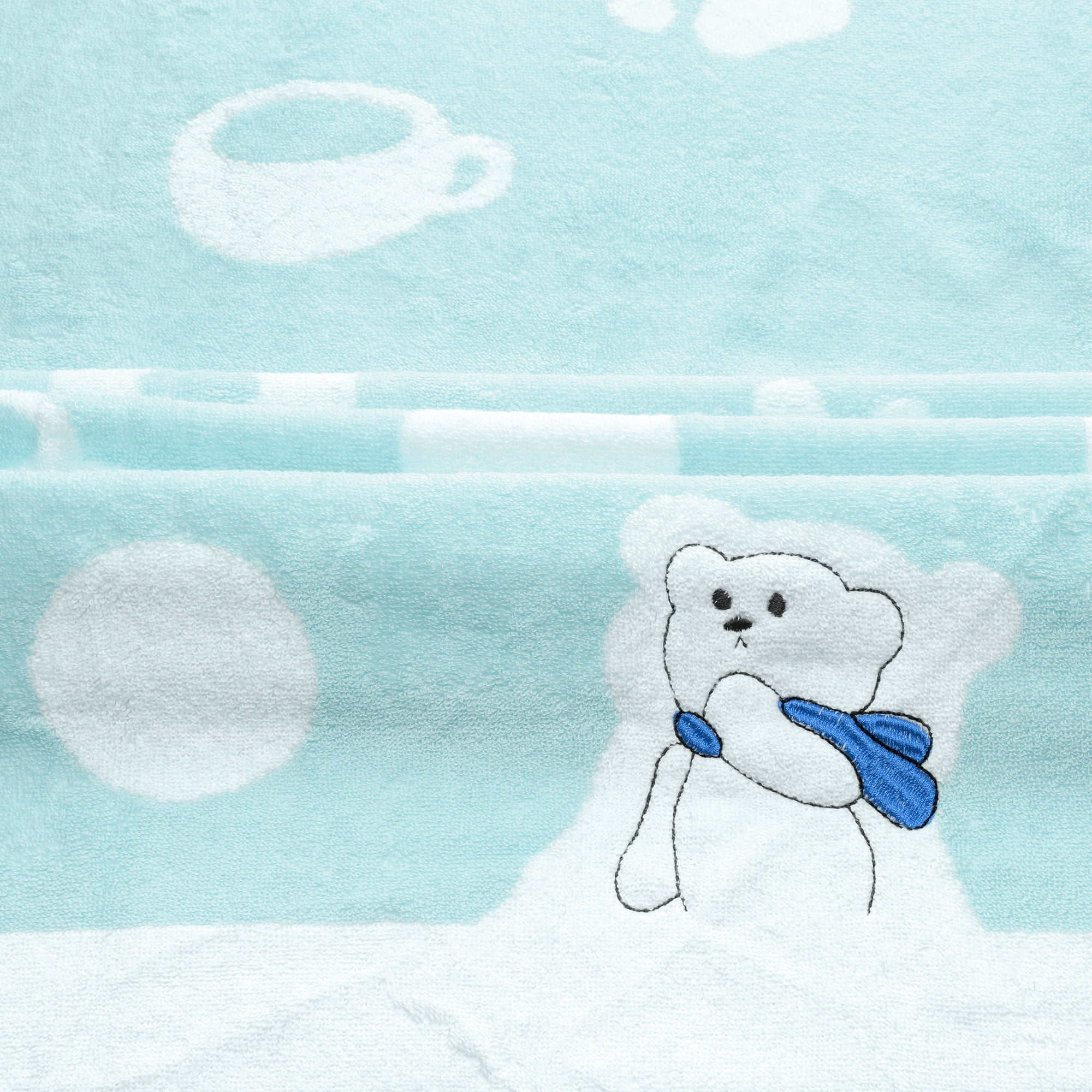 Unique Bargains 100% Cotton 2 Pack Solid Bath Towels Quick Dry and Absorbent Blue Bear