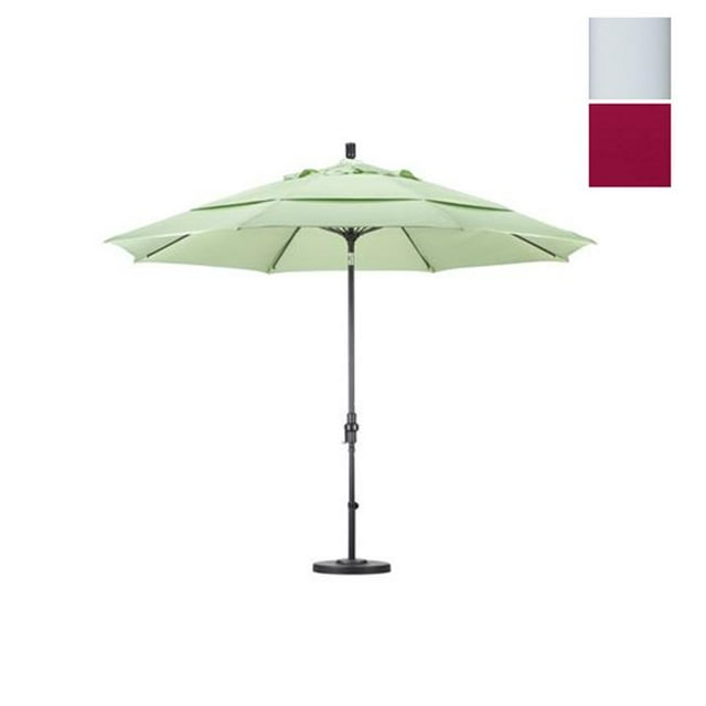 11' Fibre de Verre Marché Umbrella Col Inclinable DV Mat Blanc/pacifica/burgandy