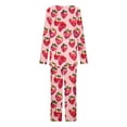 thumbnail image 5 of Tnhcen Festive Pajamas Set 2 Piece Cute Christmas Strawberry Print V-Neck Long Sleeve Pants Cozy Loungewear Snug Home Clothes for Women S-3XL, 5 of 6