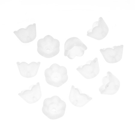 - Lucite Tulip / Lily Of The Valley Flower Bead Caps Matte Frosted Crystal 6x10mm (12)