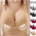 thumbnail image 3 of Push Up Bras for Women 2 Pack Plus Size Seamless Everyday Bra Comfort Wirefree Breathable Daily Underwear T Shirt Bras, 3 of 4