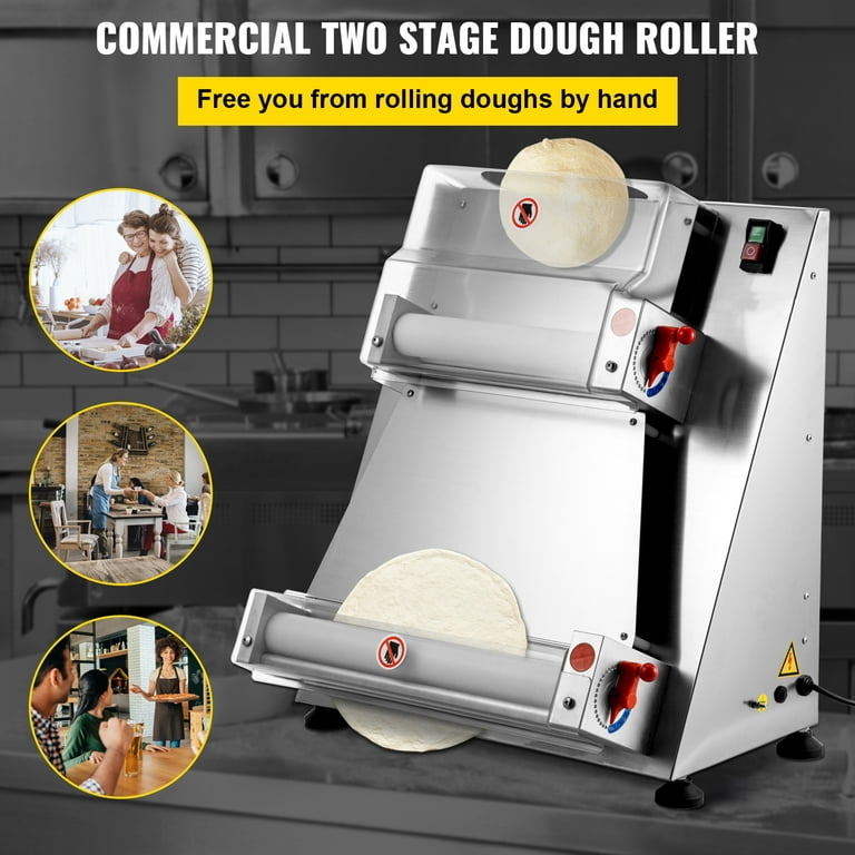 BENTISM Electric Dough Sheeter Pizza Dough Roller Sheeter Stainless Steel  Max 12'' 
